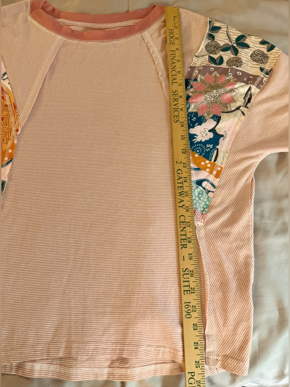 Light Pink Raglan 3/4 Sleeve Patchwork Boho Top Size Small - Picture 12 of 16